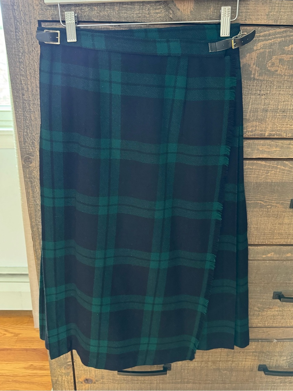 Classic Blackwatch Midi Kilt in Dark Green and Black